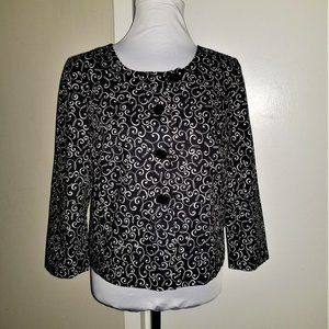 LOFT Black/White Patterned Short Blazer - 10P